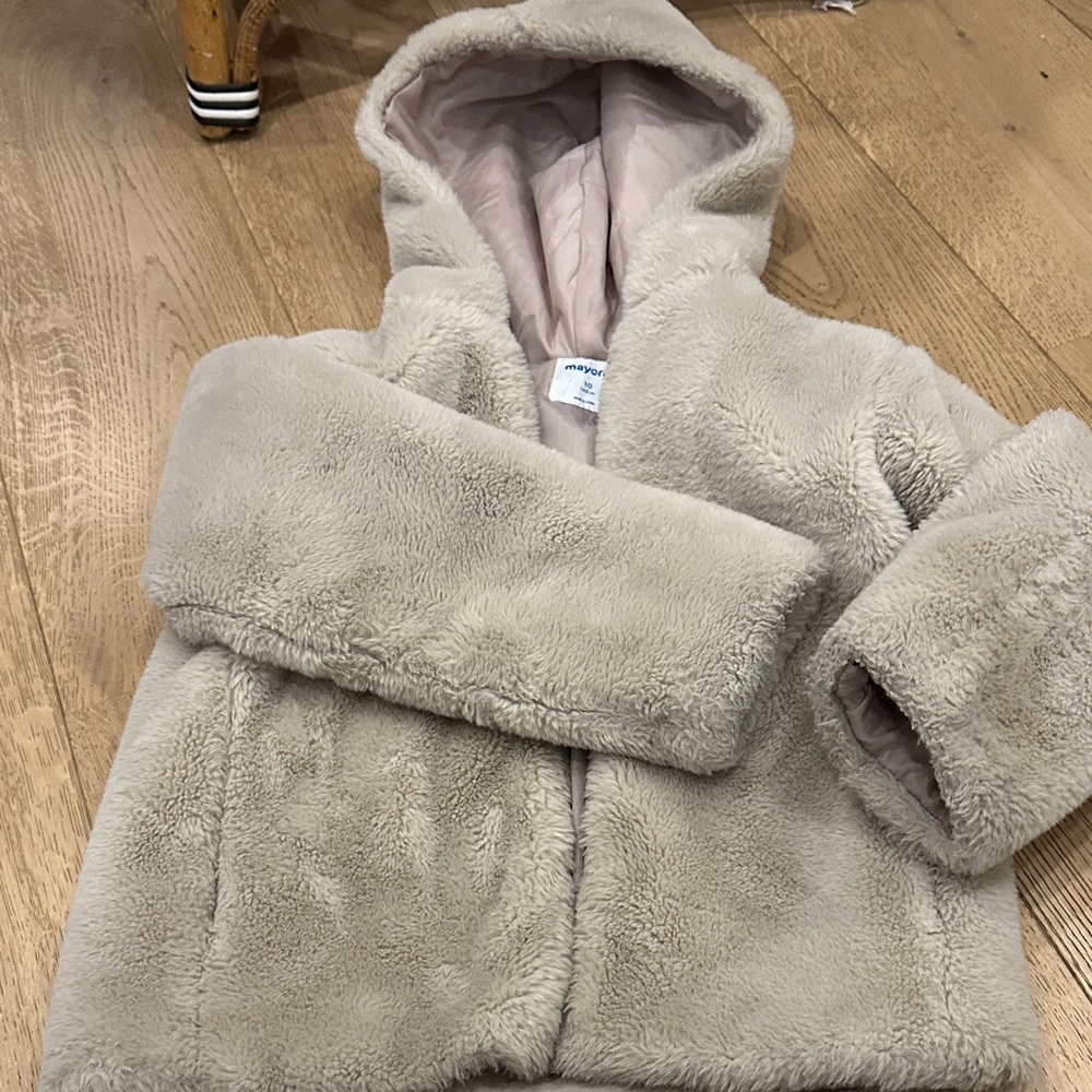 Mayoral Beige Fleece Puffer Jacket